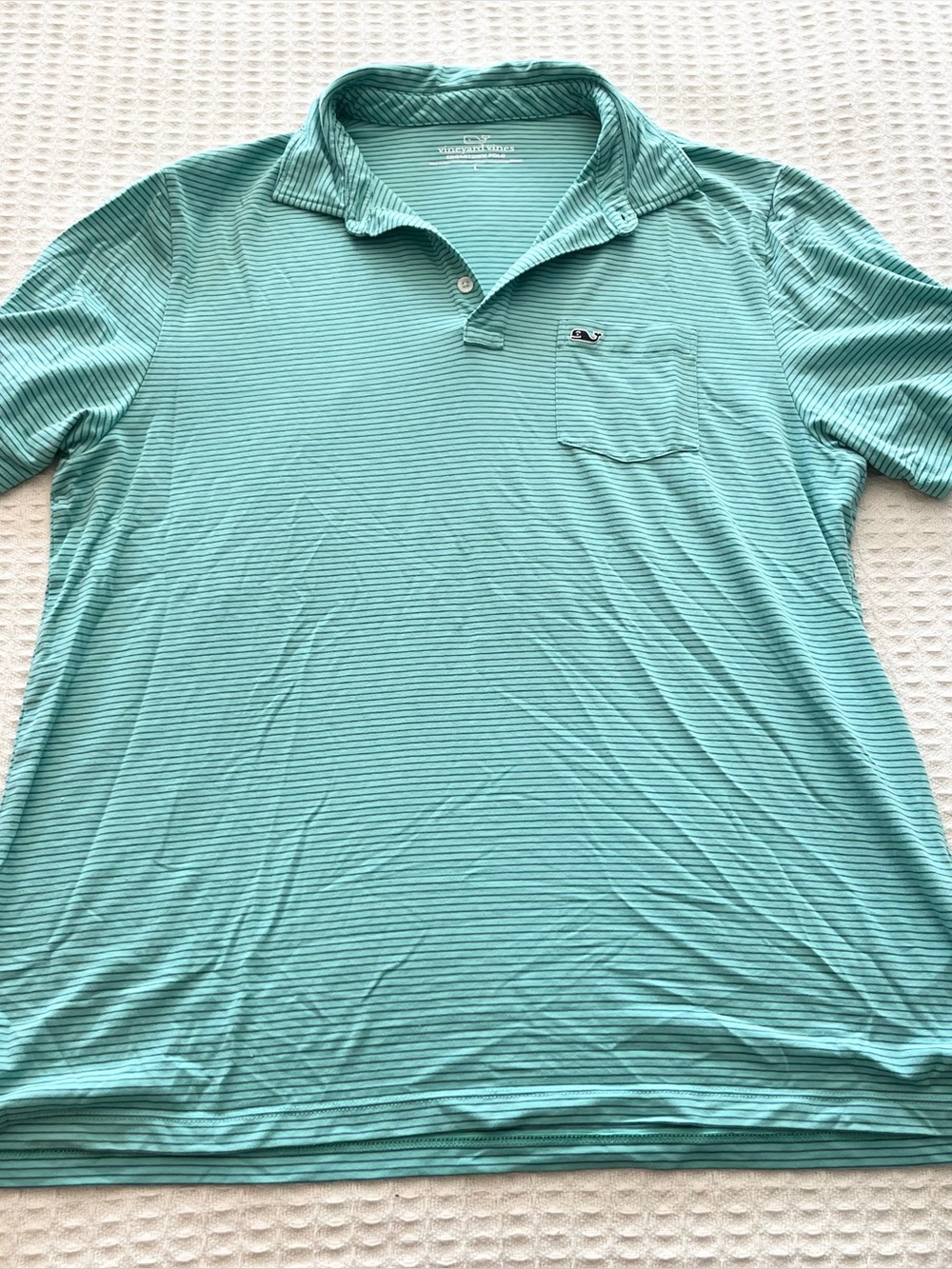 Vineyard Vines Men’s Seafoam Striped Edgartown Polo Shirt size large